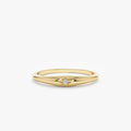 18K Solid Gold Thin Diamond Dome Ring - Style A