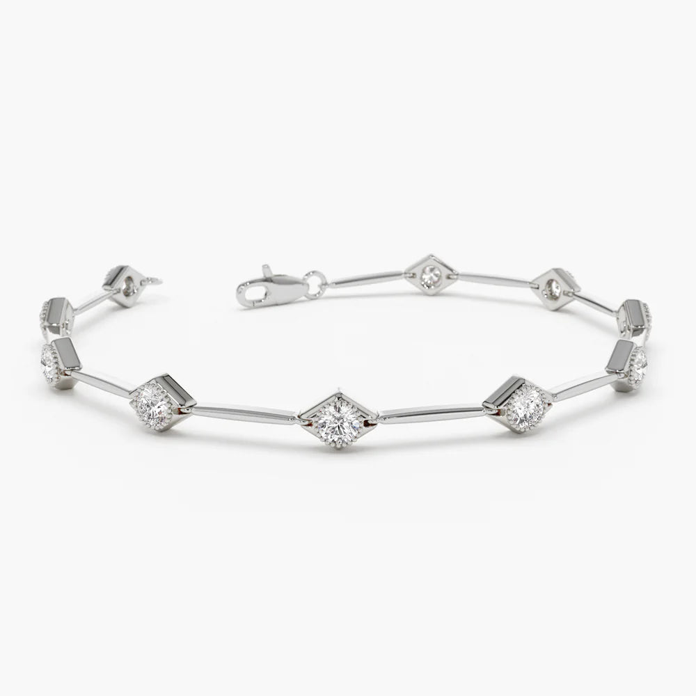 Solid Gold Milgrain Setting Diamond Infinity Bracelet 1.20 ctw