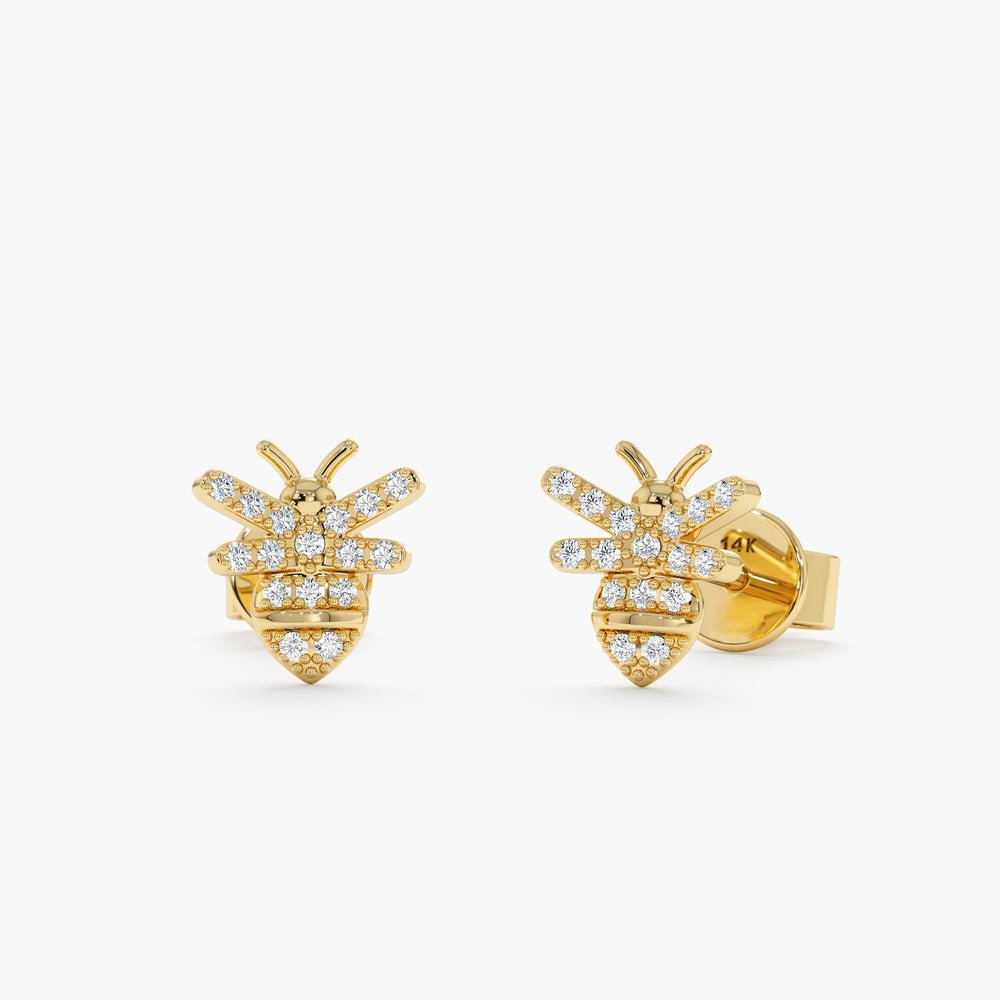 Solid Gold Diamond Bumblebee Studs