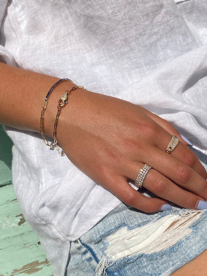 Solid Gold With Diamond Clasp Paperclip Bracelet