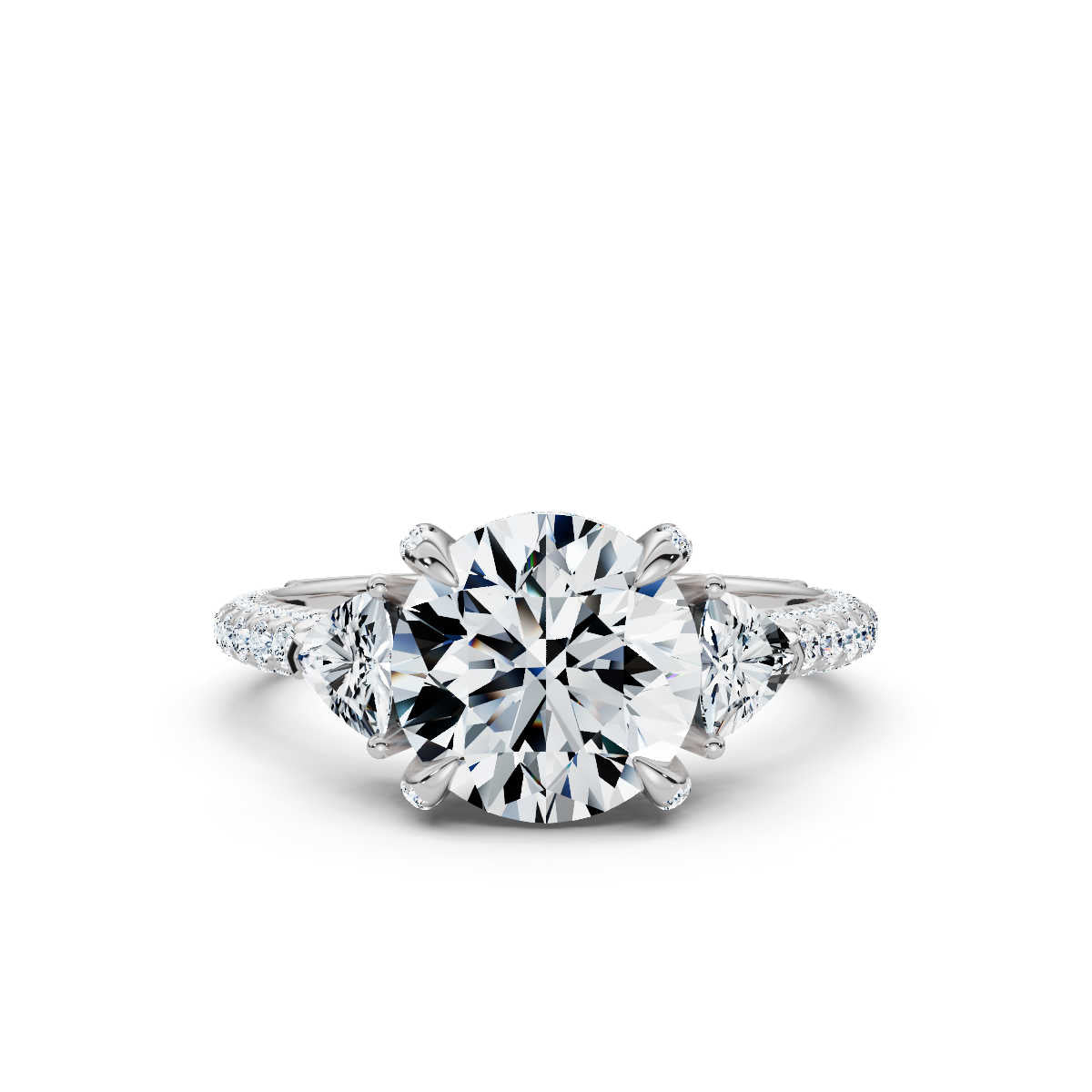 Solid Gold Engagement Ring 2 CT Three Stone Trillion Lab Grown Diamond