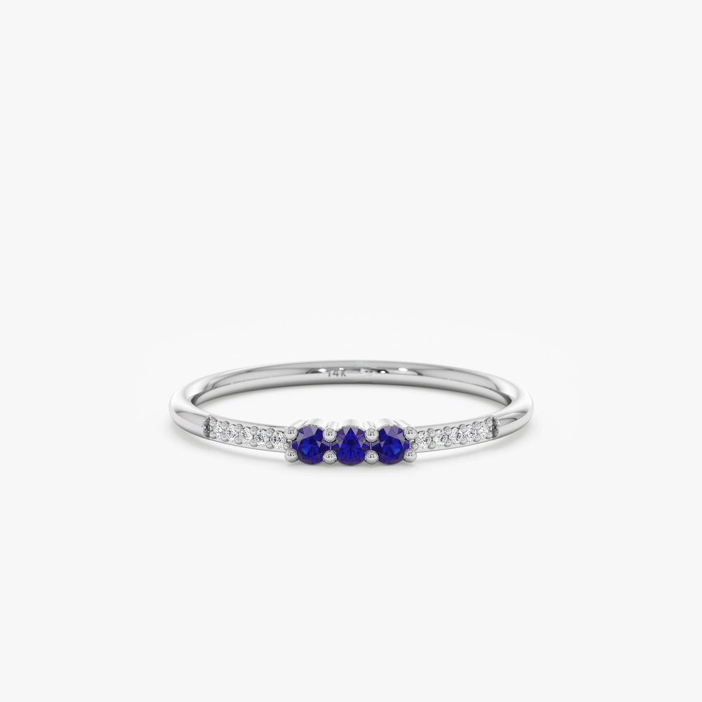 Solid Gold Natural Sapphire and Diamond Ring (685AA9)