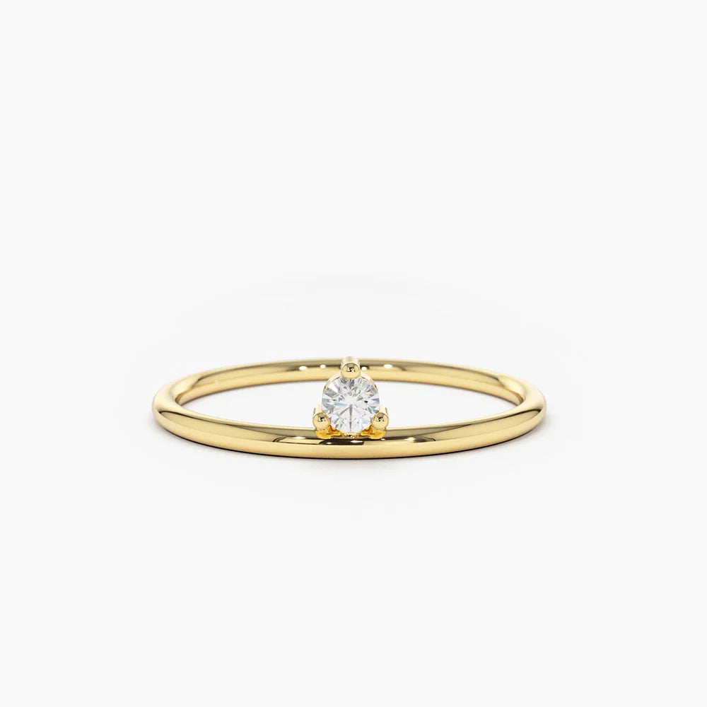 Solid Gold Single Floating Diamond Ring