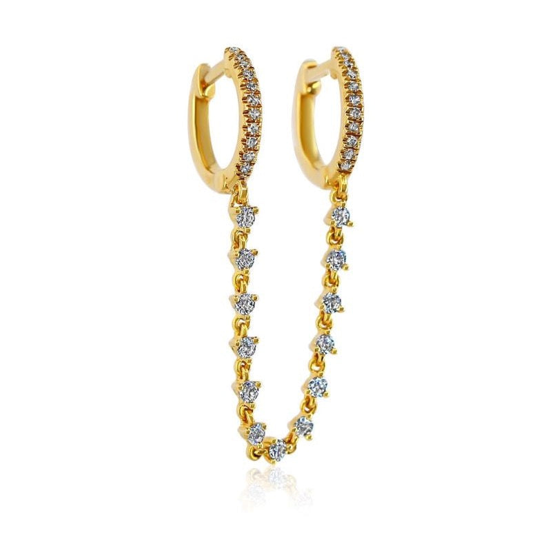 Solid Gold Hoop Diamond Connecting Earring