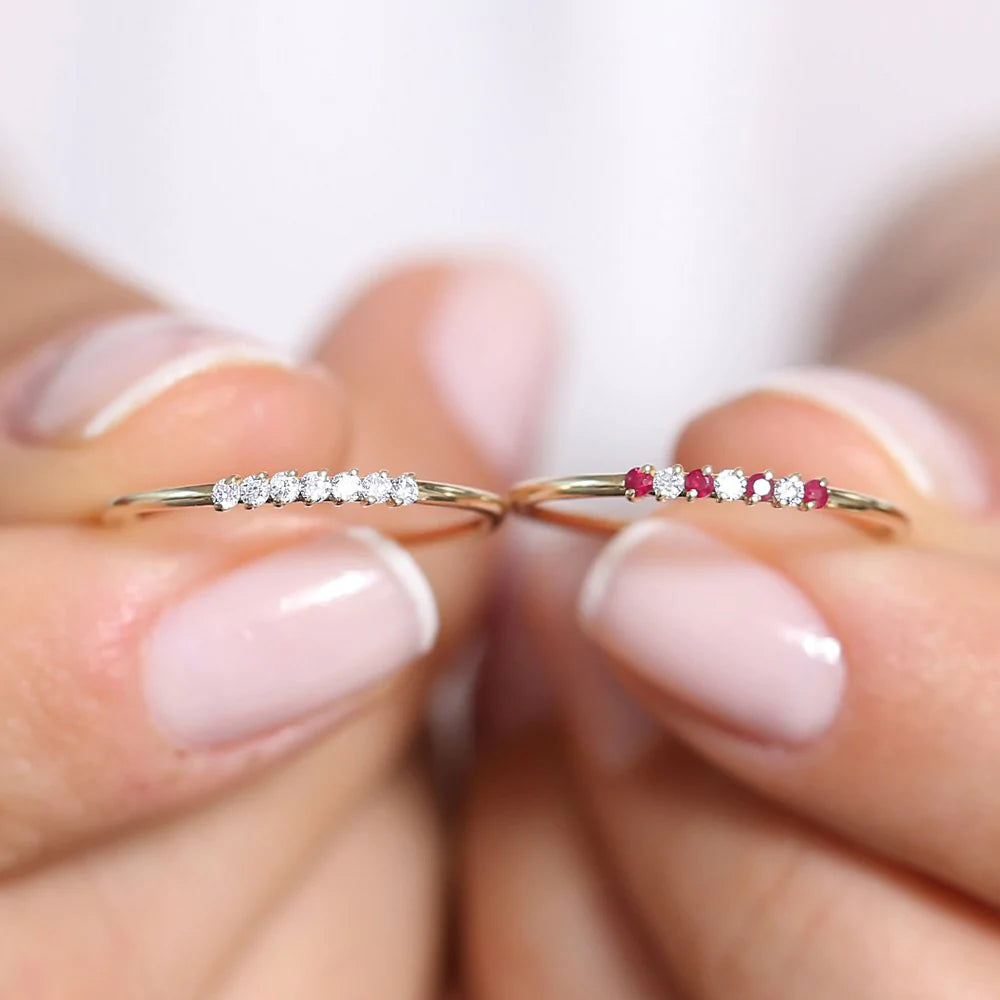 Solid Gold Petite Ruby and Diamond Ring