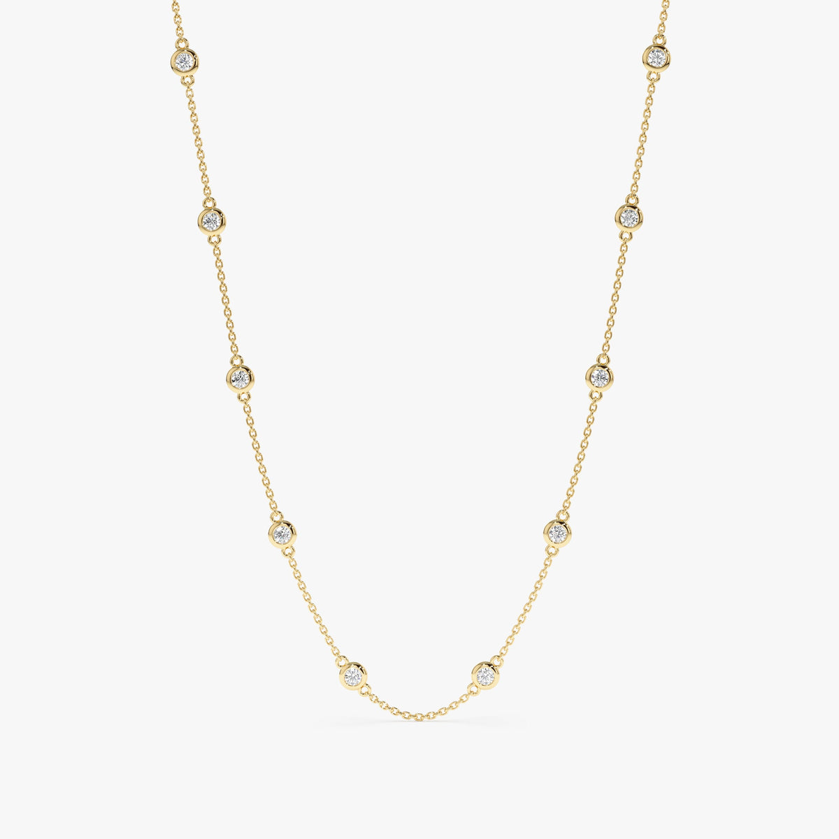 Solid Gold Dainty Multi Diamond By The Yard Necklace (A97893)