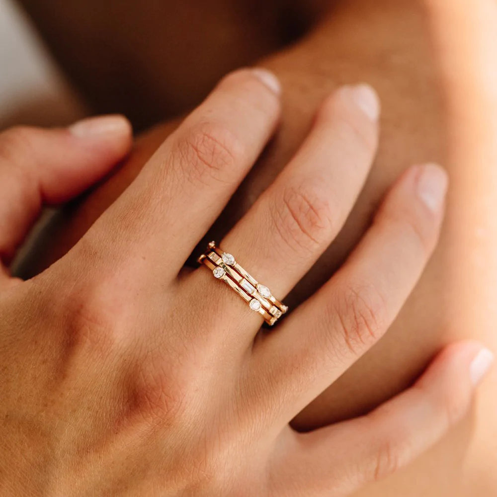 Solid Gold Stackable Half Bezel Diamond Eternity Ring