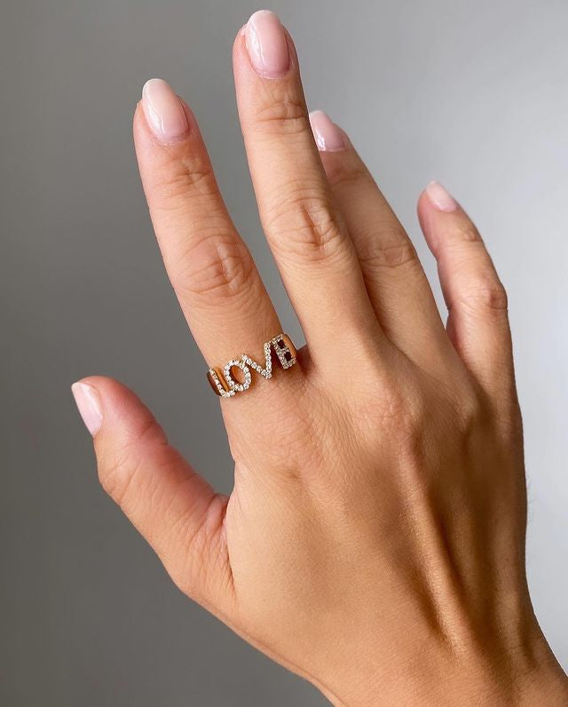 Solid Gold Love Diamond Ring