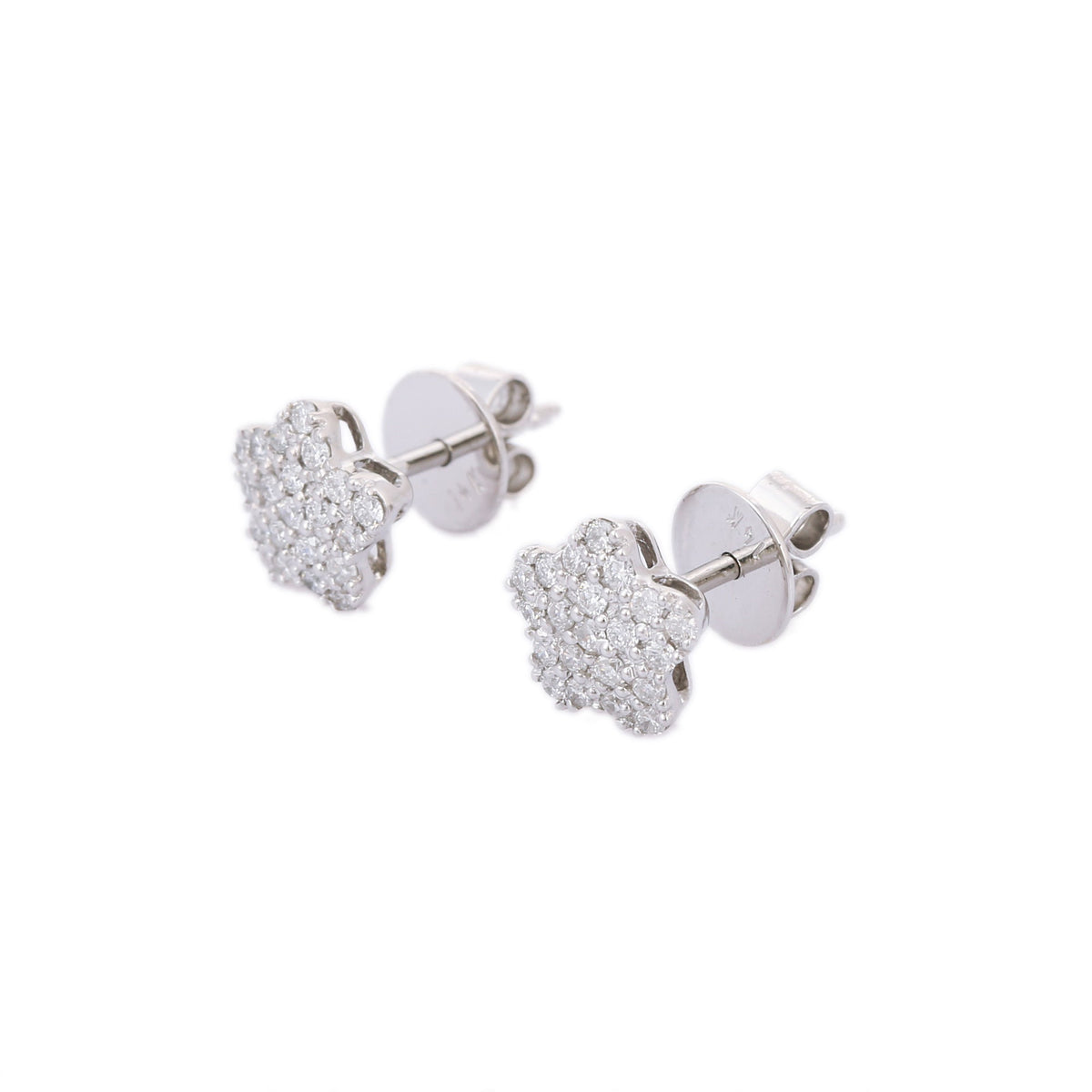 18K Solid Gold Diamond Stud Earrings - Style B