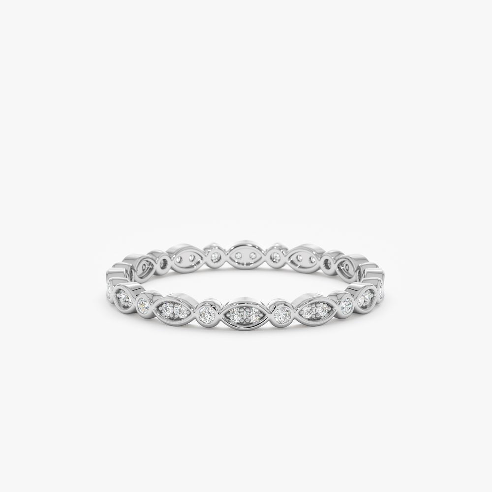Solid Gold Diamond Art Deco Eternity Ring
