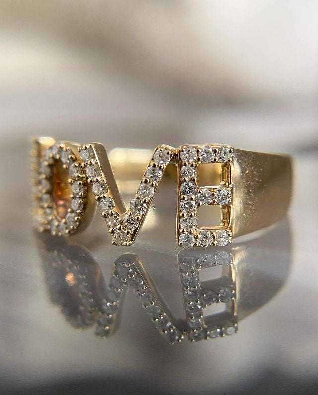 Solid Gold Love Diamond Ring