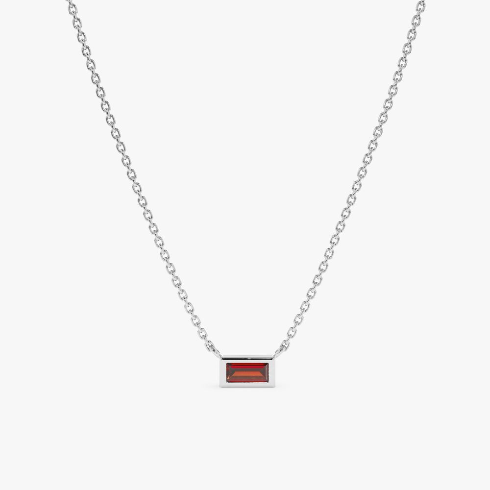 Solid Gold Dainty Garnet Necklace