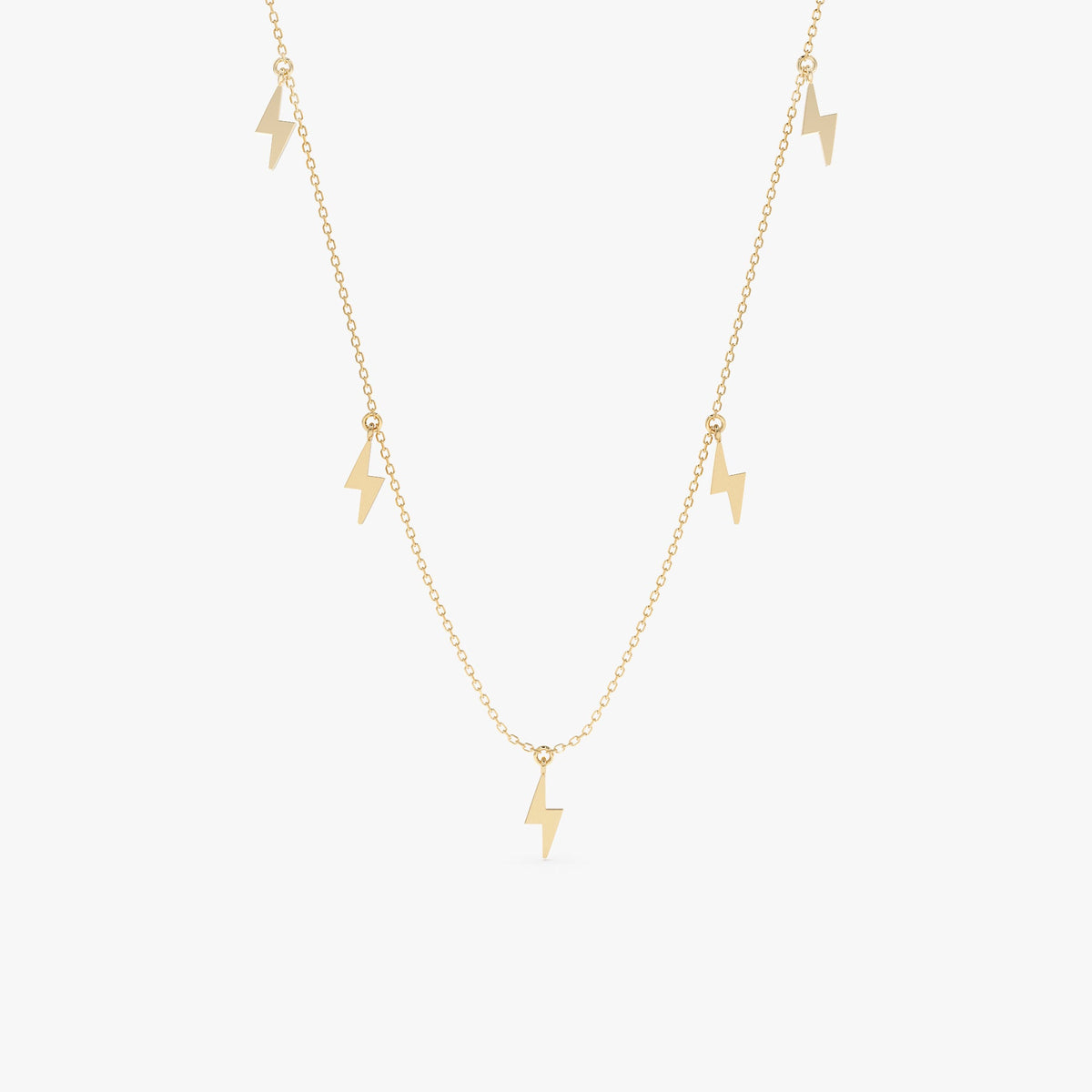 Solid Gold Lightning Bolt Drop Necklace (4EA446)