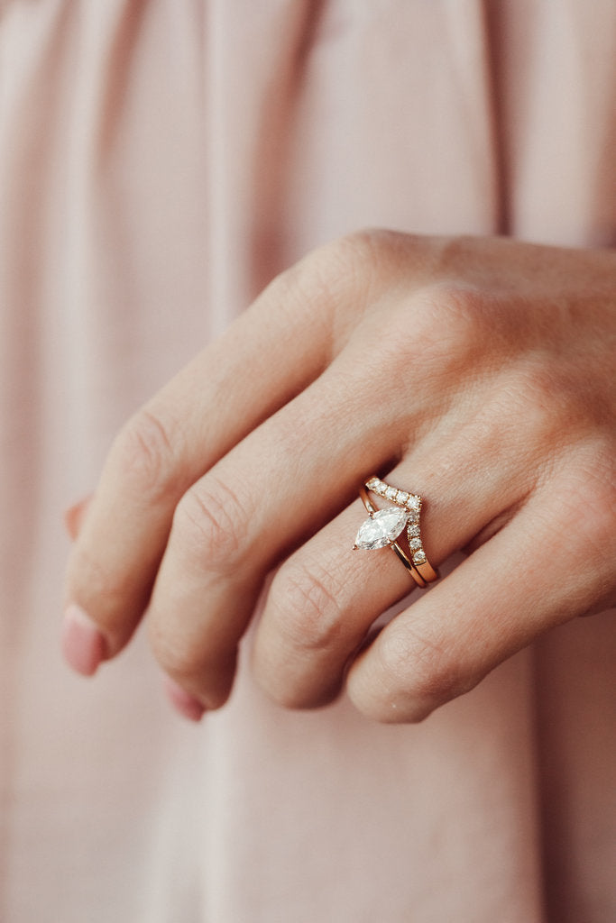 Solid Gold Marquise 4-Prong Solitaire Lab-Grown Diamond Ring