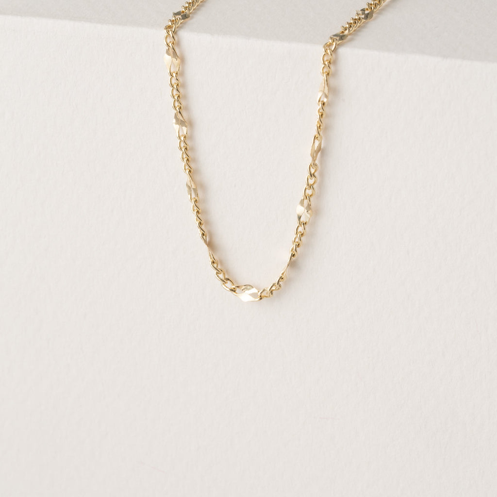 Solid Gold Mixed Chain Link Necklace (1369D7)