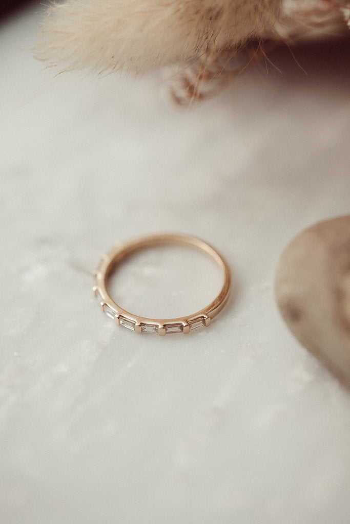 Solid Gold Horizontal Baguette Diamond Band