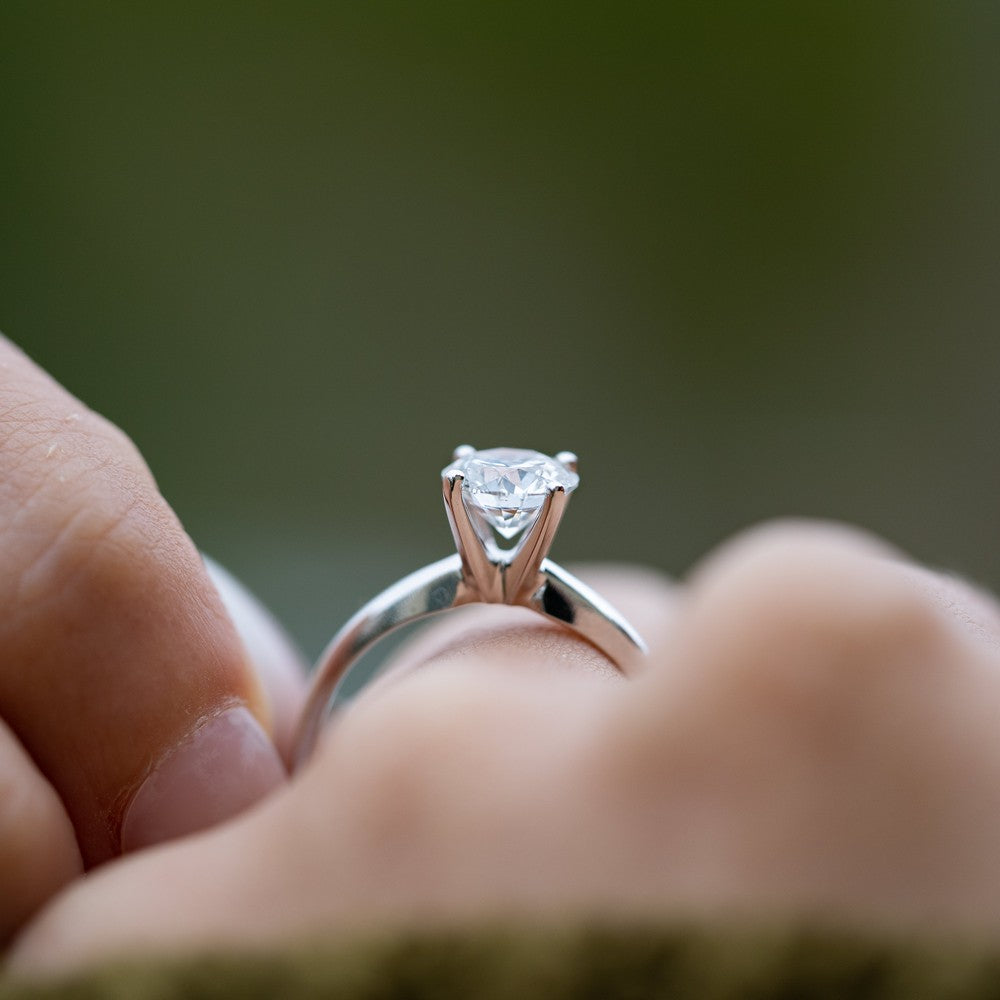 Solid Gold Lab-Created Diamond Classic Solitaire Ring (28476D)