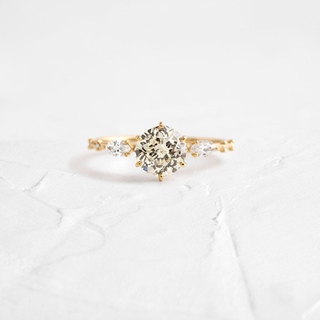 Solid Gold Canvas Moissanite Diamond Round Solitaire Ring