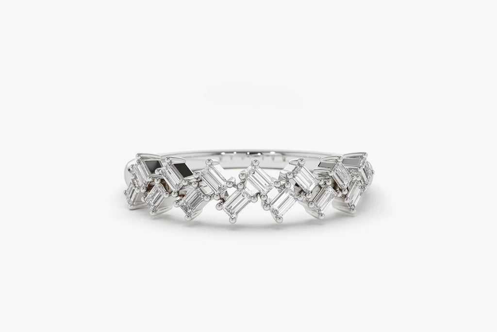 Solid Gold Zig Zag Baguette Diamond Ring (BE1D6E)