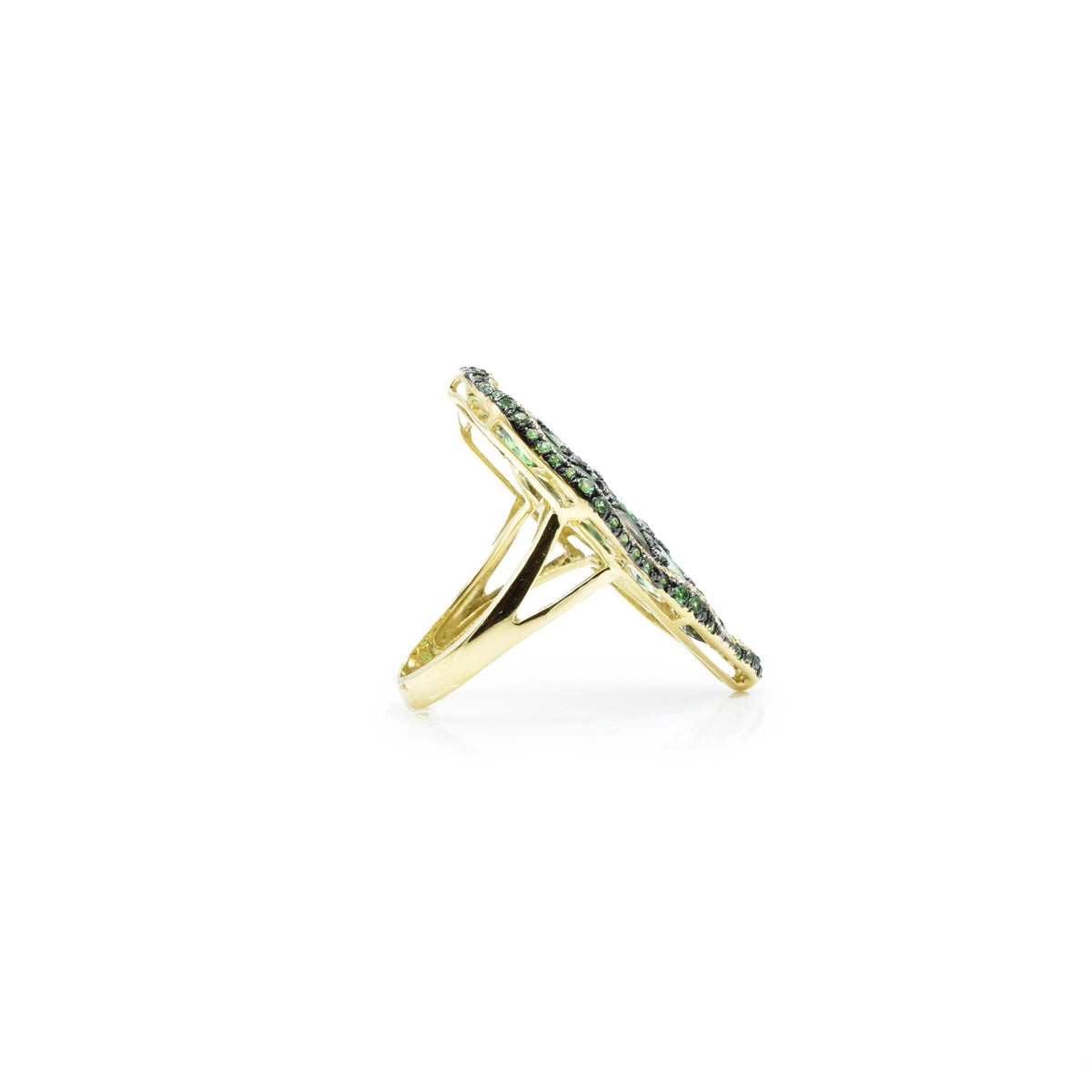 Solid Gold Green Garnet Sapphire and Diamond Ring