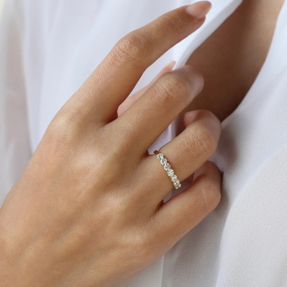 Solid Gold 7 Stone Basket Setting Diamond Wedding Engagement Ring 0.70ctw