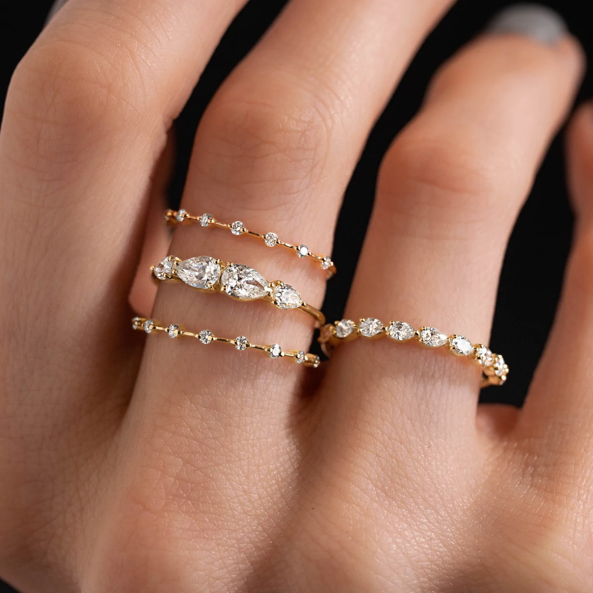 Solid Gold Diamond Counterpart Ring