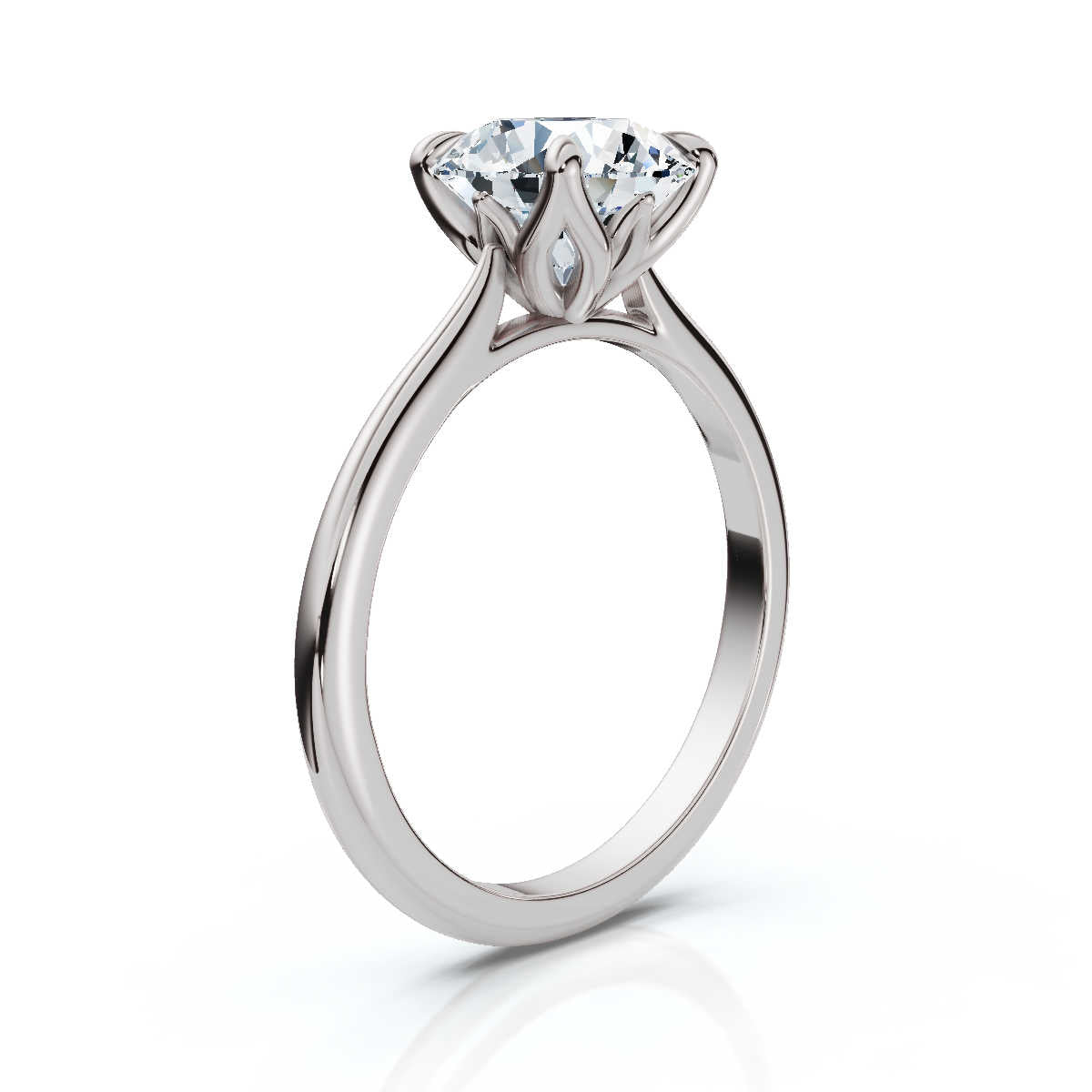 Solid Gold 2Ct Lab Grown Diamond Tulip Engagement Ring