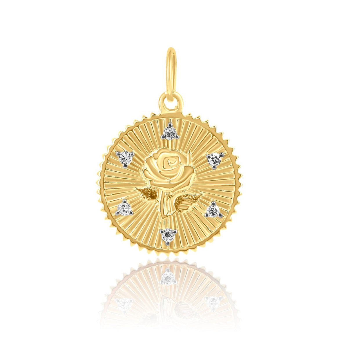 Solid Gold Diamond Rose Pendant