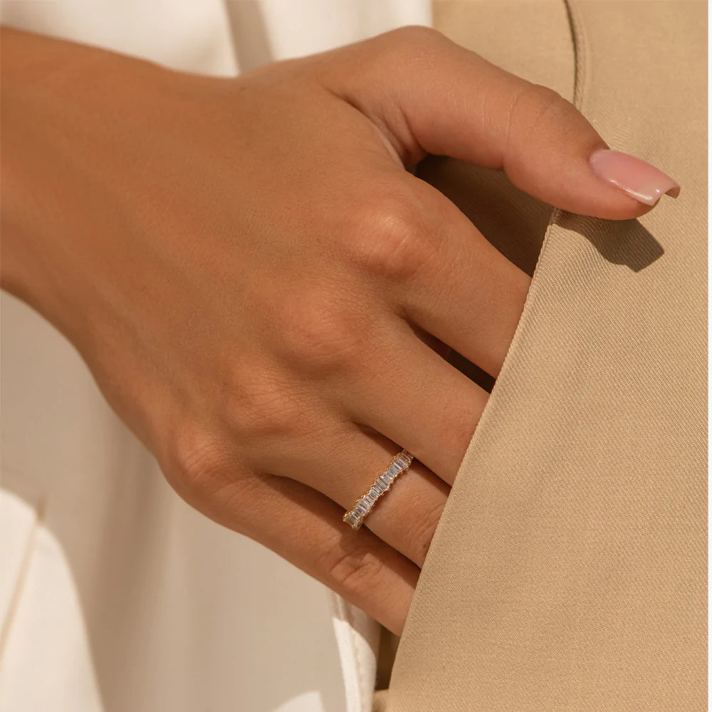 Solid Gold Graduating Baguette Diamond Ring