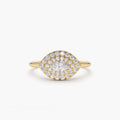East to West Double Halo Marquise Moissanite Ring, photo 1