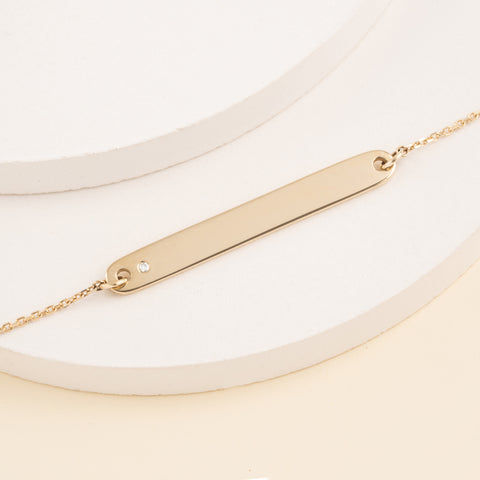 Solid Gold Single Diamond Name Bracelet