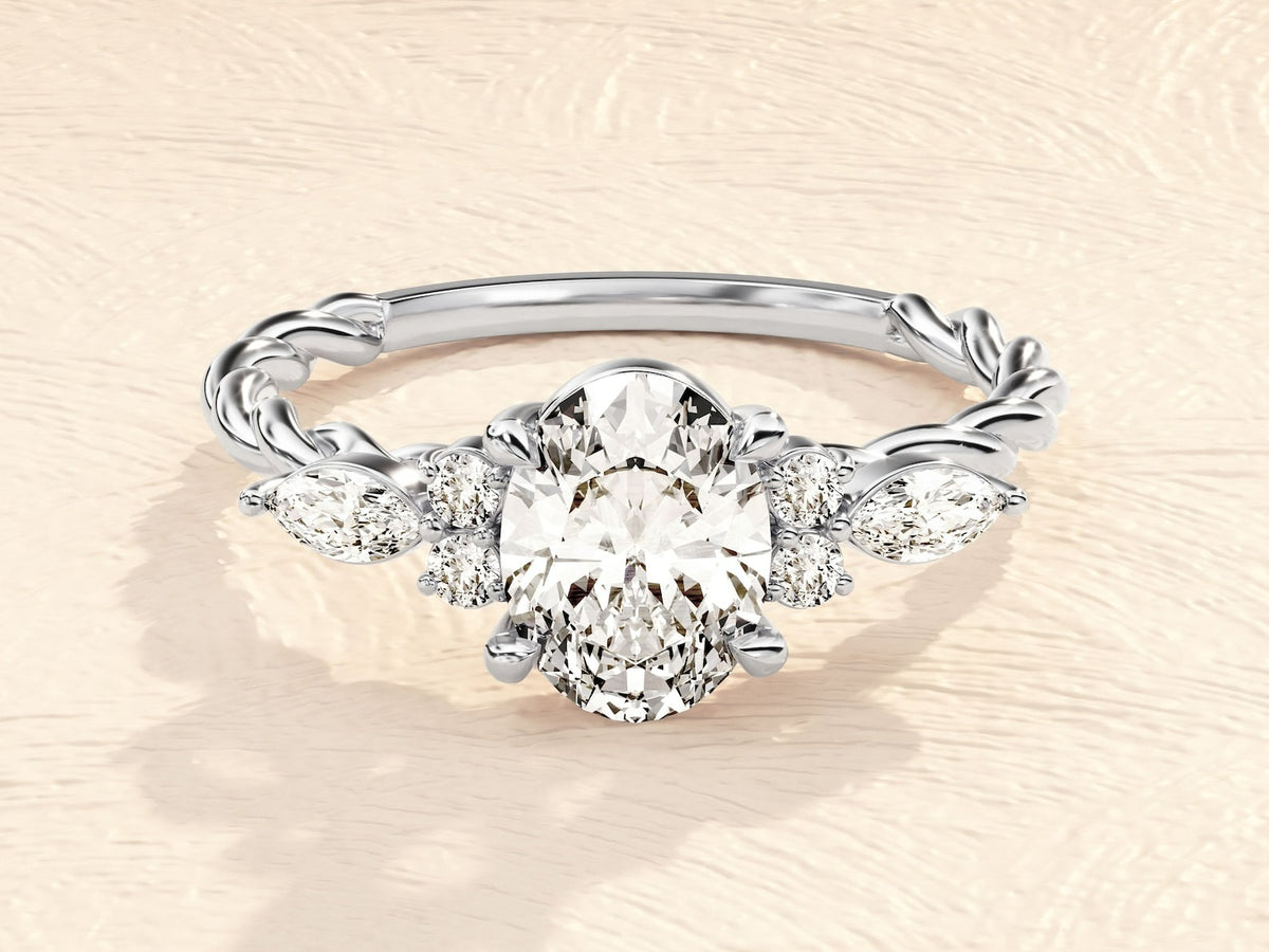 Solid Gold Oval Solitaire Ring 3 ct. Lab Grown Diamond Engagement Ring