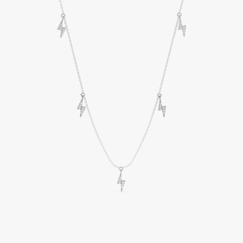 Solid Gold Diamond Lightning Bolt Drop Necklace (7041C0)