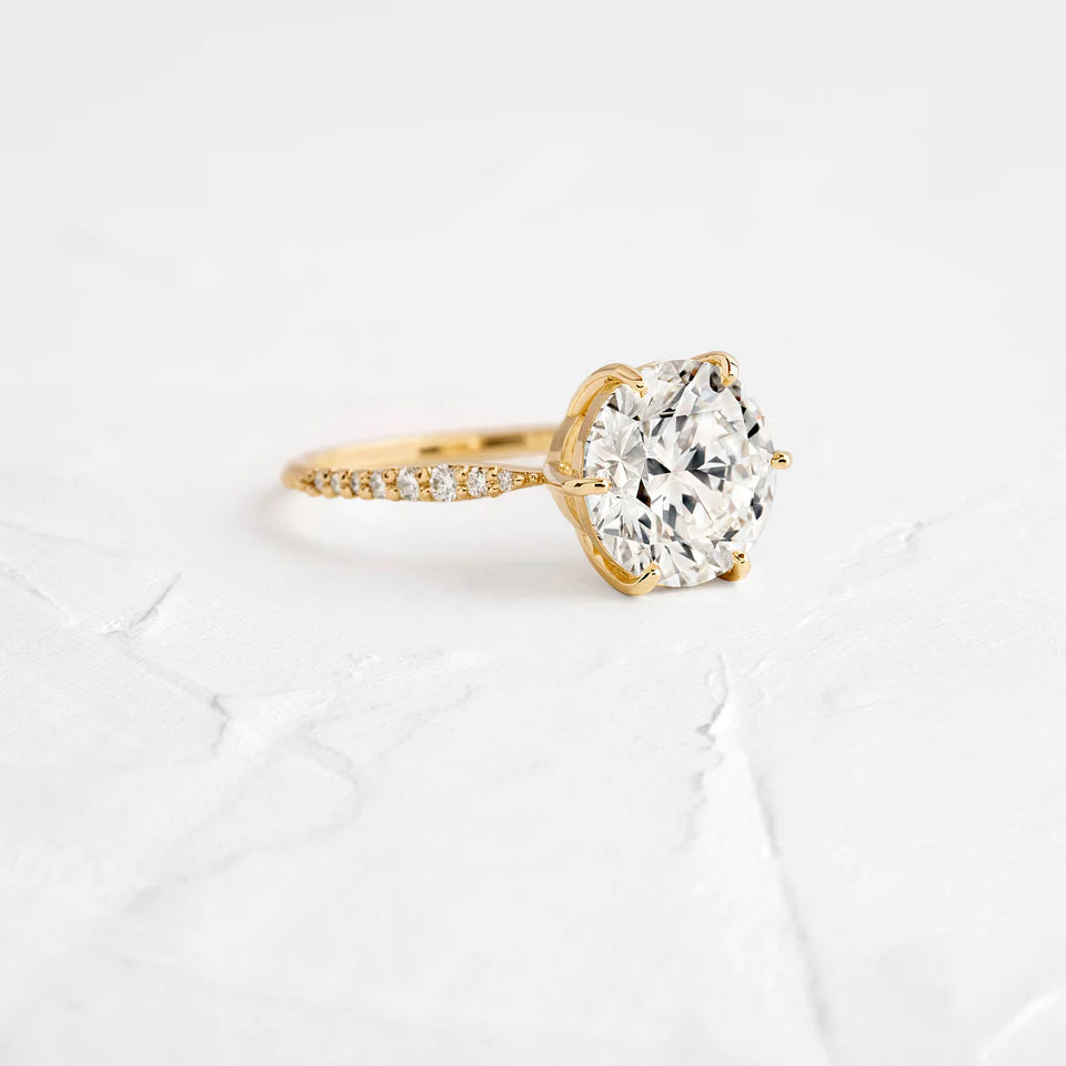 Solid Gold Nova Ring, Round Cut Diamond Engagement Ring