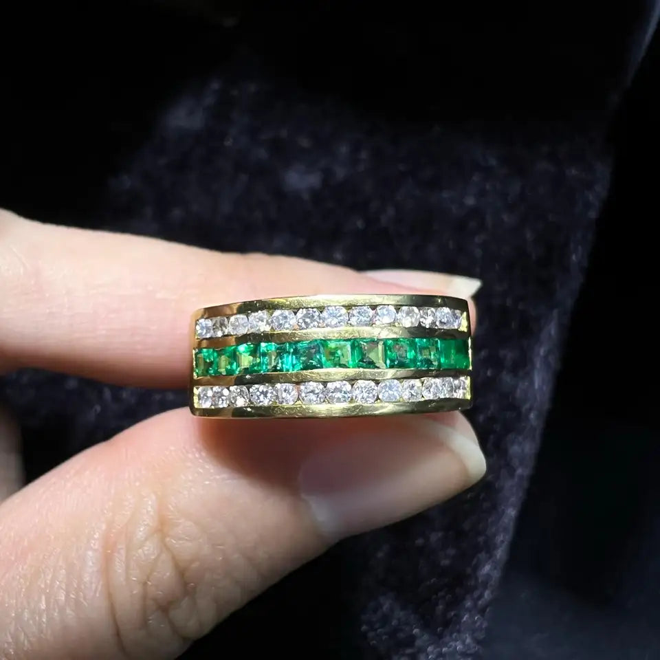 Solid Gold Half Eternity Square Emer