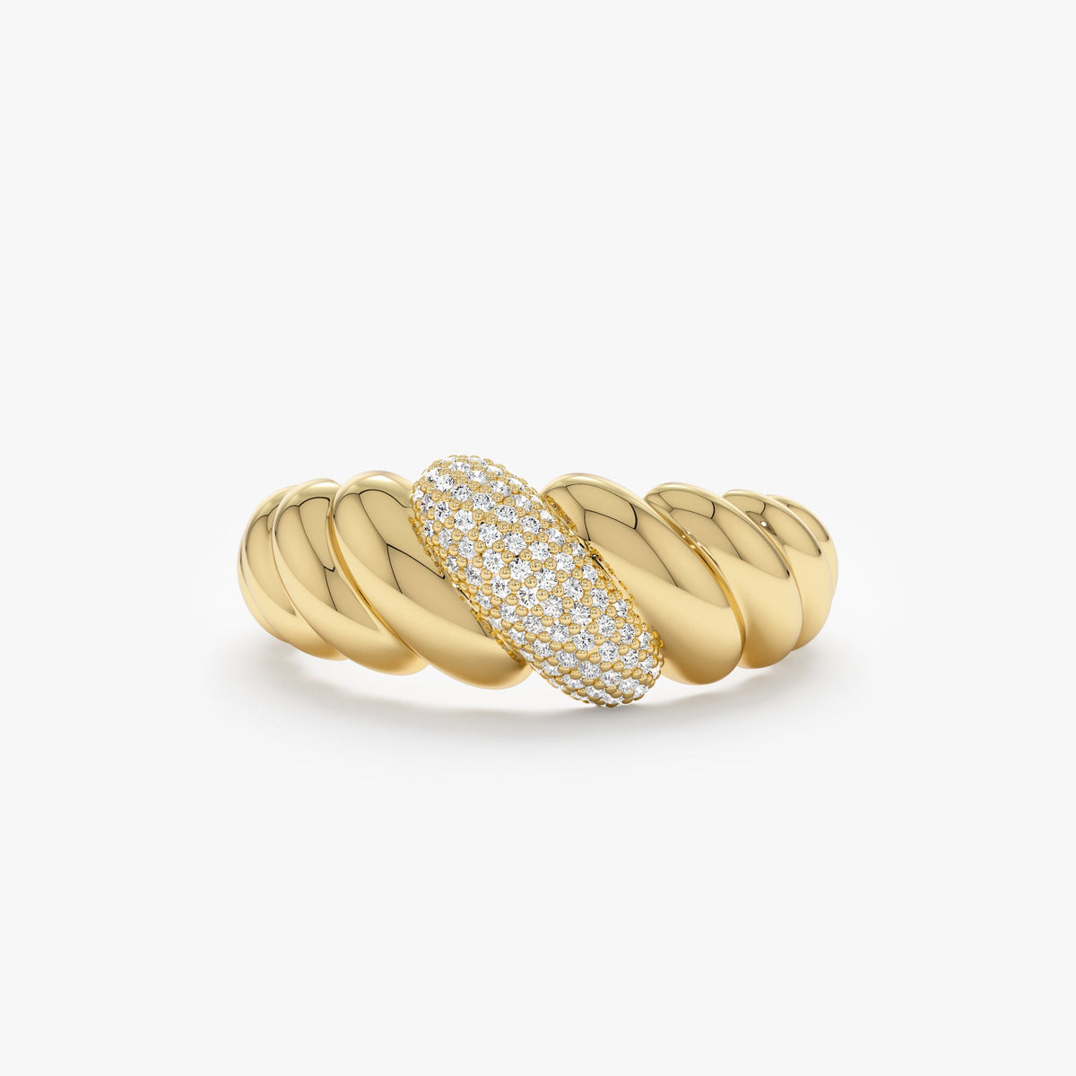 Solid Gold Chunky Diamond Croissant Ring (75CCE9)