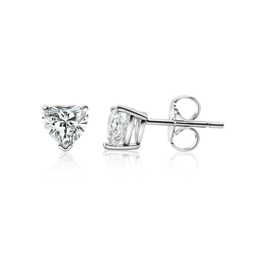 Solid Gold Heart Shape Lab Diamond Earring (B673D4)