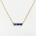 Solid Gold Blue Sapphire Bookend Necklace