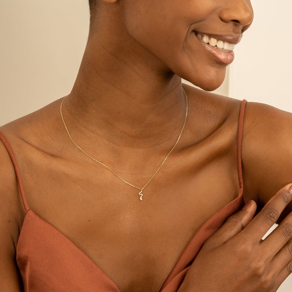 Solid Gold Diamond Snake Necklace (F7607C)