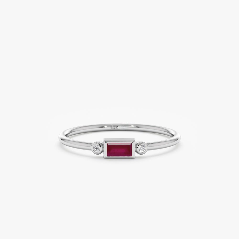 Solid Gold Diamond and Baguette Ruby Ring