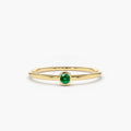 Solid Gold Solitaire Emerald Gemstone Ring