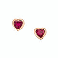Solid Gold Bezeled Heart Ruby Studs