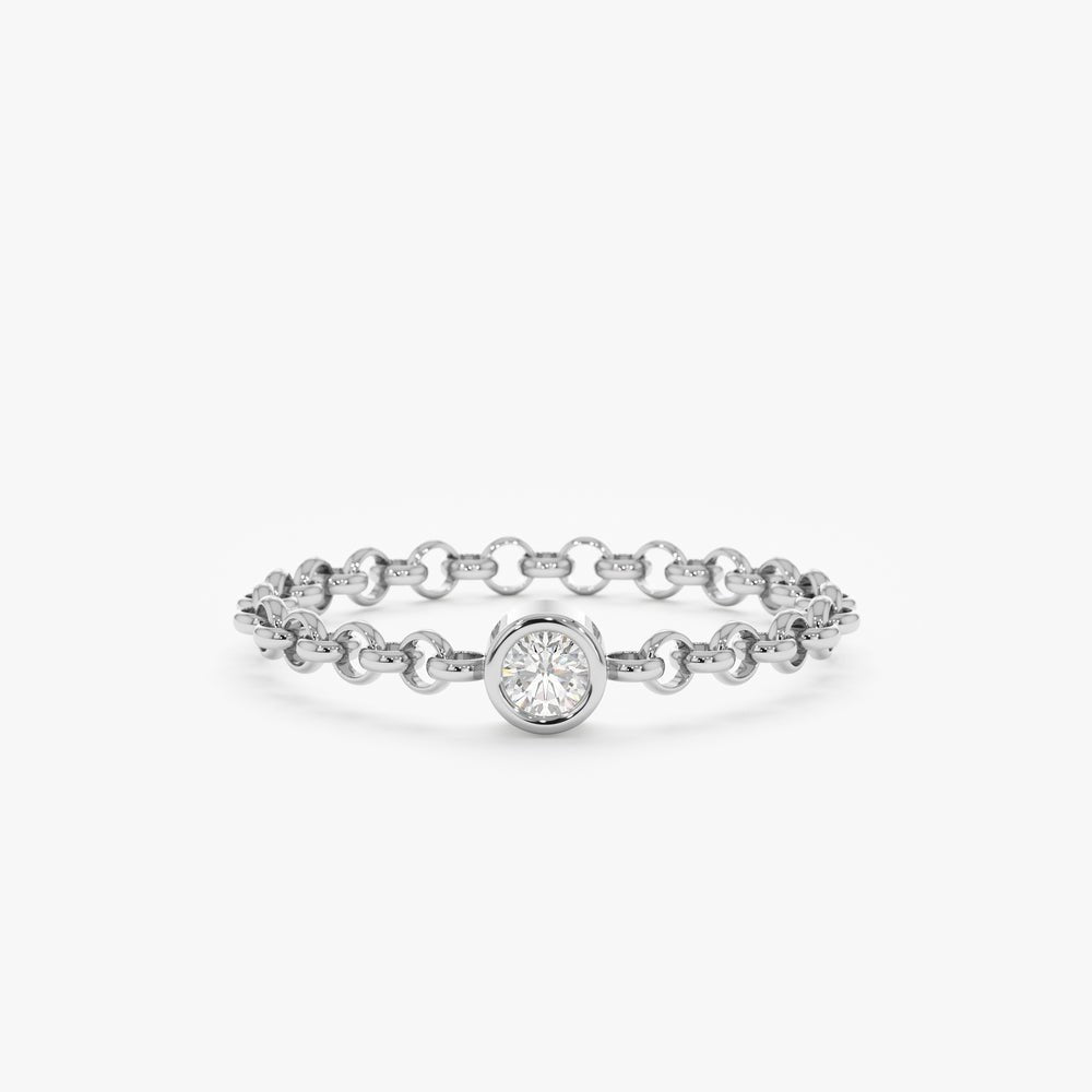 Solid Gold Single Diamond Chain Ring