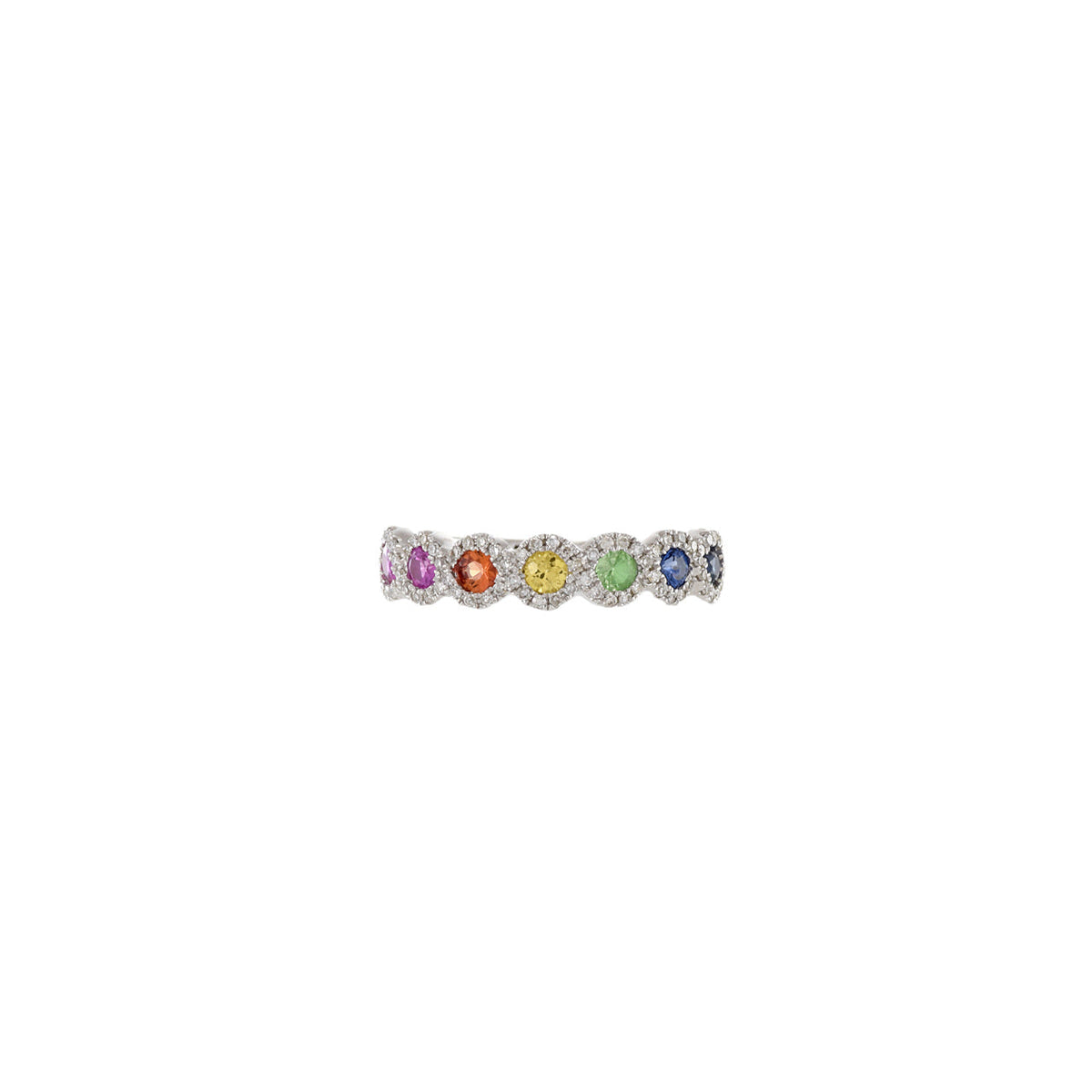 Solid Gold Multi Colored Sapphire And Diamond Ring