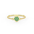 Solid Gold Natural Emerald Cluster Necklace (7CCE97)