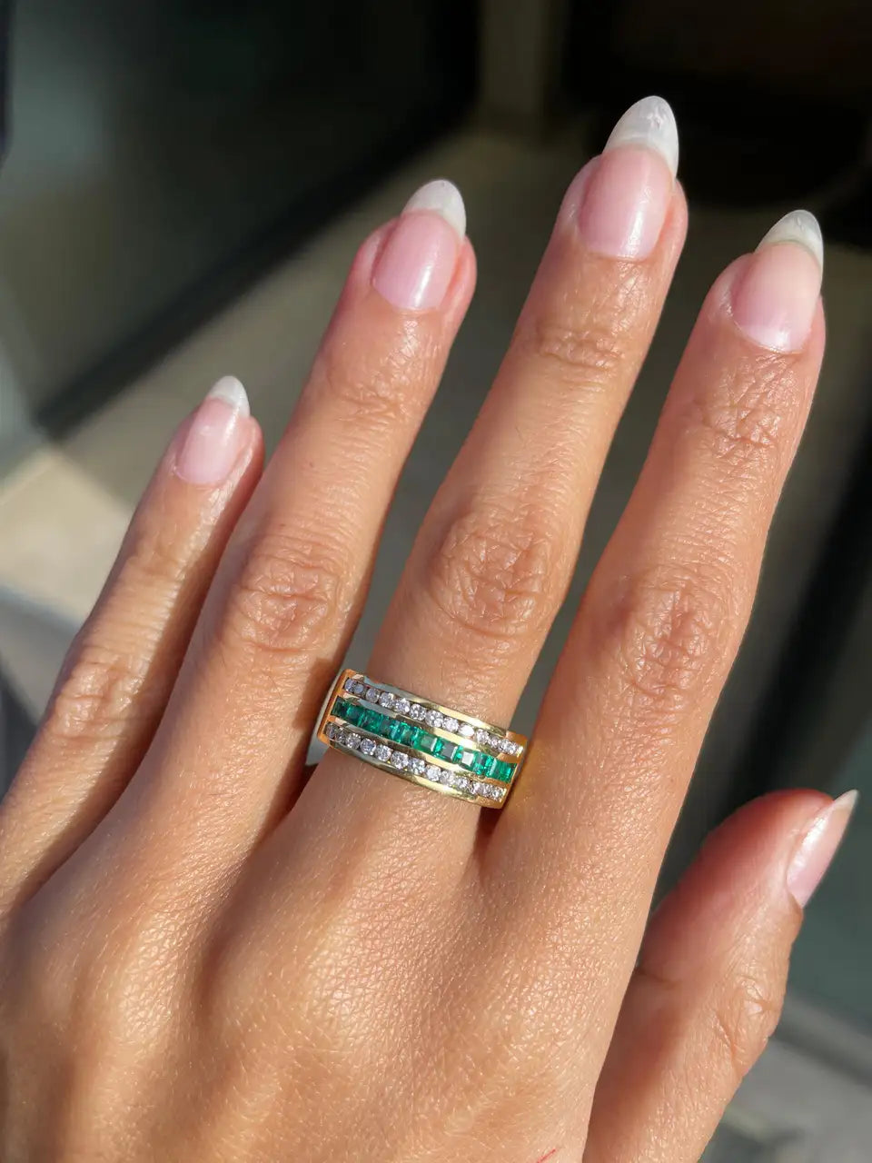 Solid Gold Half Eternity Square Emer