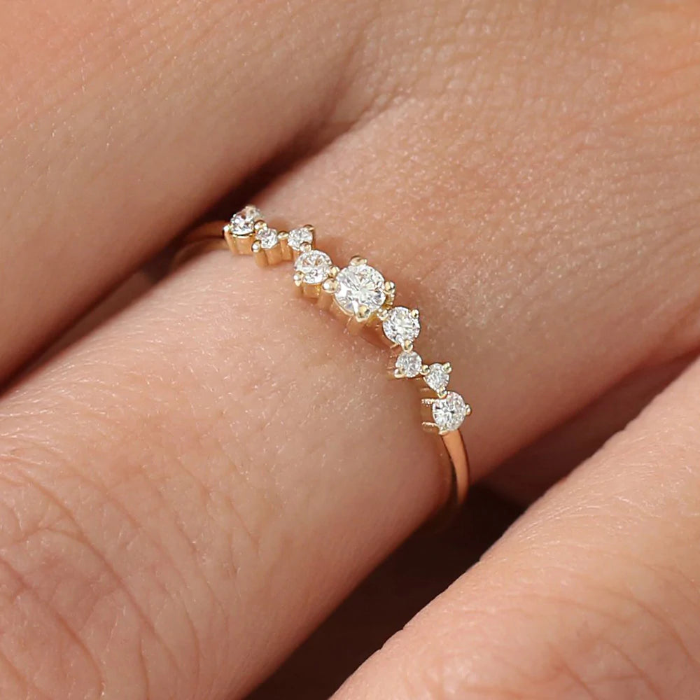 Solid Gold Multi-stone Diamond Cluster Ring