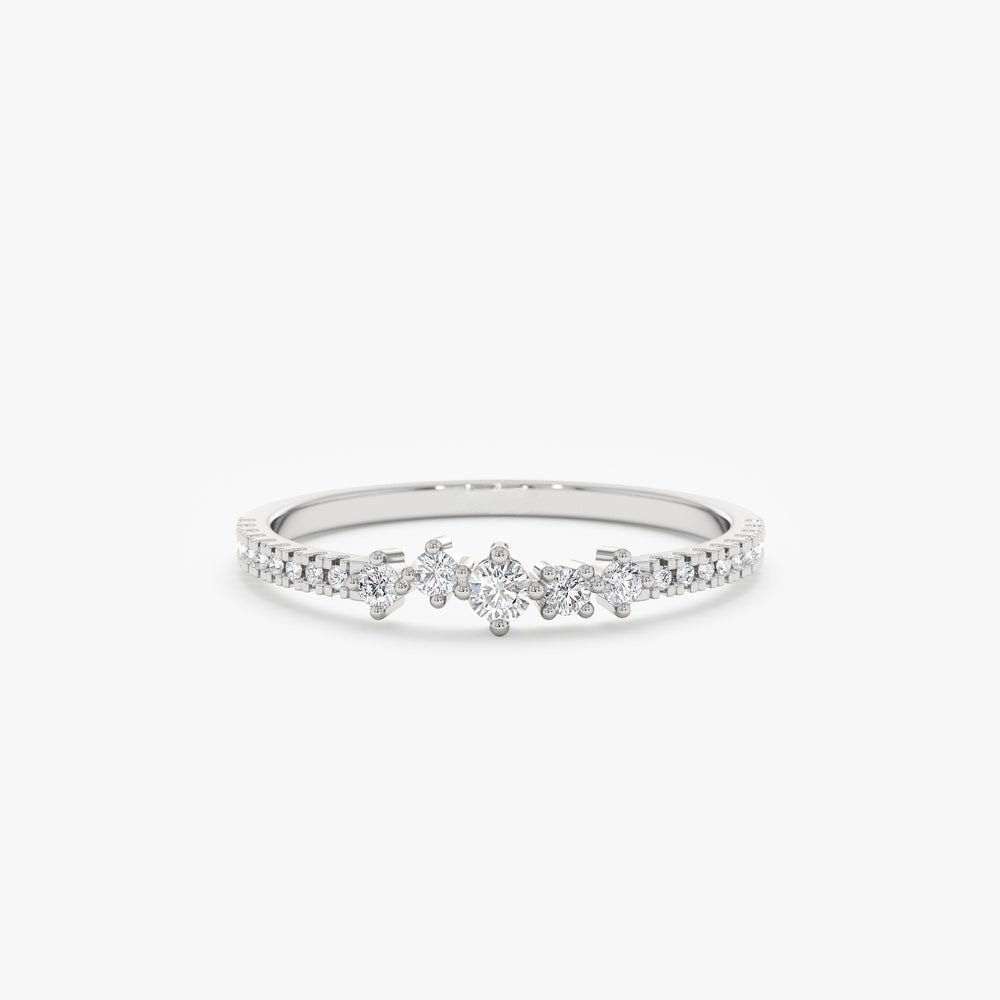 14K Solid Gold Cluster Diamond Stacking Ring