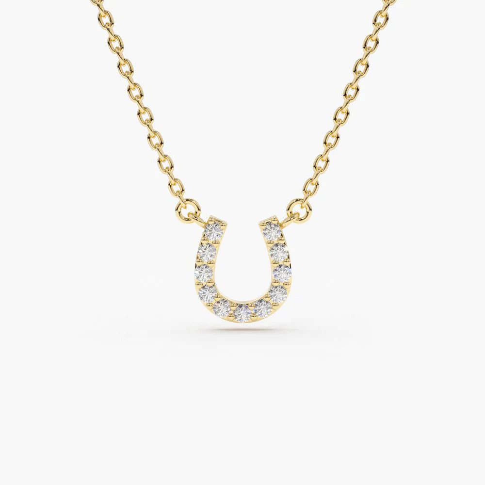 Solid Gold Mini Diamond Horseshoe Necklace