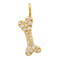 Solid Gold Diamond Dog Bone Charm